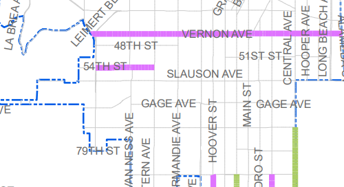 Speed limit changes in South LA map