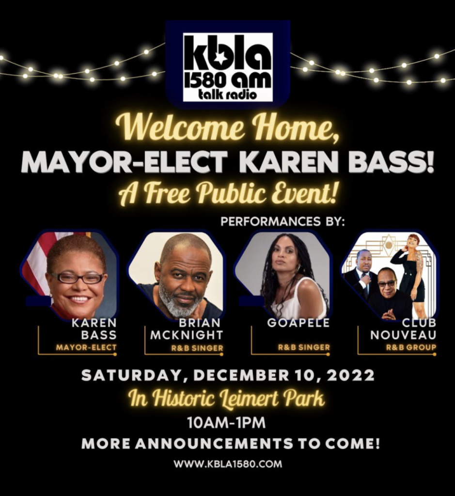Welcome Mayor Elect Bass